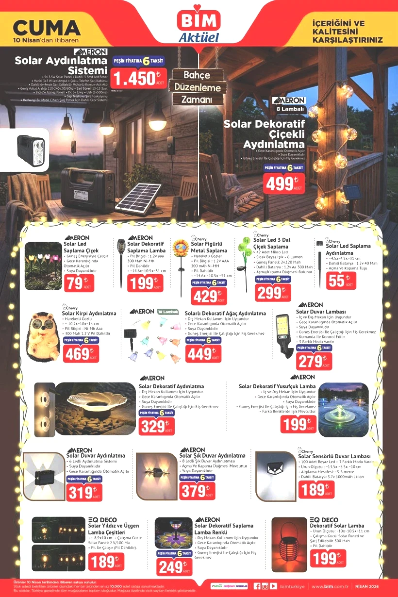 BİM 7-8-10 Nisan 2026 Aktüel Ürünler Kataloğu Bahçe Mobilyaları, Solar Aydınlatma Sistemi Geliyor - Resim : 4