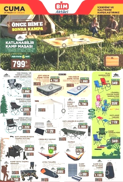 BİM AKTÜEL KATALOG YENİ ÜRÜNLER 24 NİSAN CUMA: Raflarda Cuma günü satışa çıkıyor BİM aktüel katalog afişi ürünleri Portatif klima, 6 kişilik çadır, kamp malzemeleri, Stanley termos, katlanabilir kamp masası...
