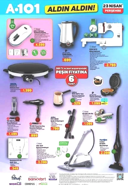 A101 YENİ ÜRÜNLER KATALOĞU 23 Nisan HANGİ ÜRÜNLER GELİYOR A101 yeni afiş yayınlandı Cam silme robotu, Gözleme sacı, Bisiklet, Trambolin, Sinek öldürücü, Oyuncu koltuğu...