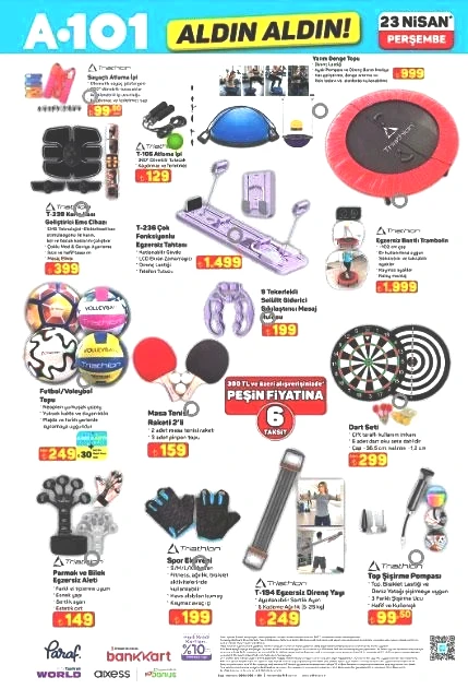 A101 YENİ ÜRÜNLER KATALOĞU 23 Nisan HANGİ ÜRÜNLER GELİYOR A101 yeni afiş yayınlandı Cam silme robotu, Gözleme sacı, Bisiklet, Trambolin, Sinek öldürücü, Oyuncu koltuğu...
